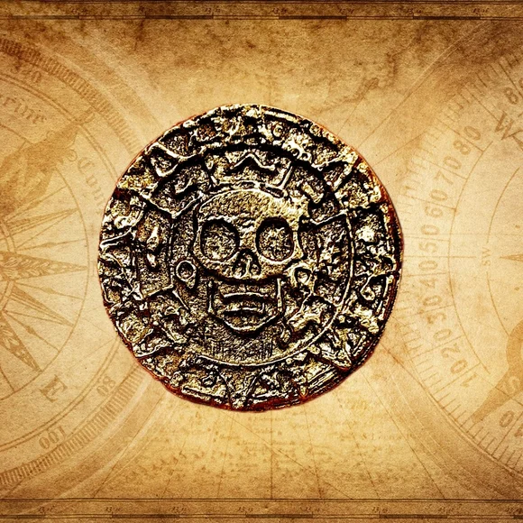 Brass Pirate Skull Coin - Picture 3 of 3